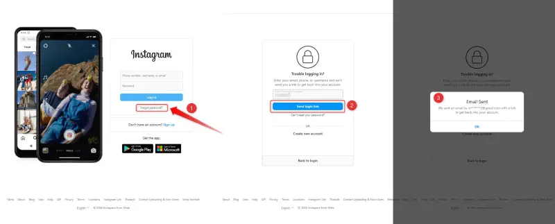 بازیابی رمز اینستاگرام از طریق سایت 